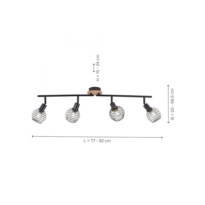 Leuchten Direkt 15924-79 - Bodové svietidlo EUGEN 4xE14/40W/230V dub