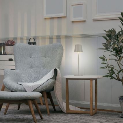 Leuchten Direkt 19250-40 - LED Vonkajšia stmievateľná nabíjacia stolná lampa EURIA LED/3W/5V 2600 mAh IP54 šedá