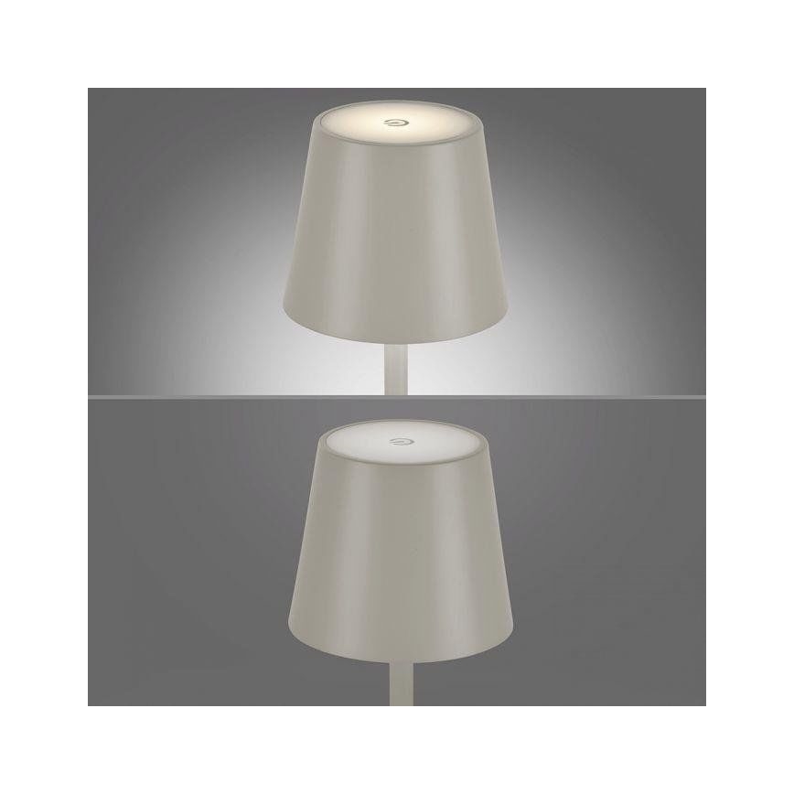 Leuchten Direkt 19250-40 - LED Vonkajšia stmievateľná nabíjacia stolná lampa EURIA LED/3W/5V 2600 mAh IP54 šedá