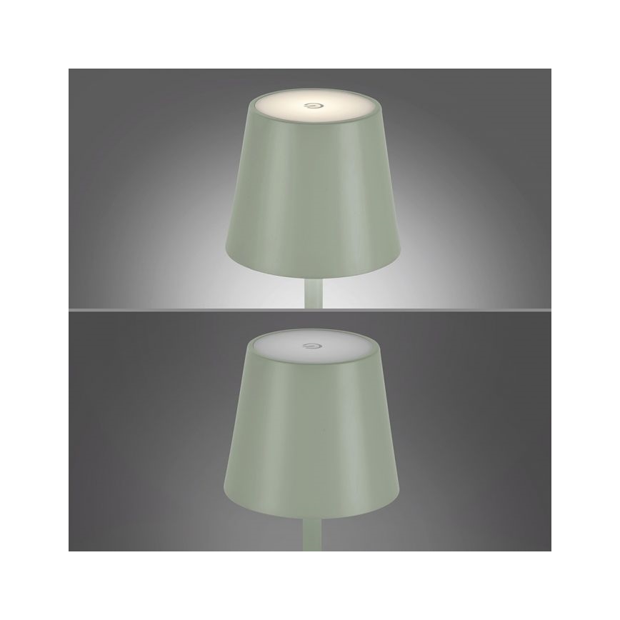 Leuchten Direkt 19250-43 - LED Vonkajšia stmievateľná nabíjacia stolná lampa EURIA LED/3W/5V IP54 zelená