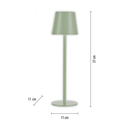 Leuchten Direkt 19250-43 - LED Vonkajšia stmievateľná nabíjacia stolná lampa EURIA LED/3W/5V IP54 zelená