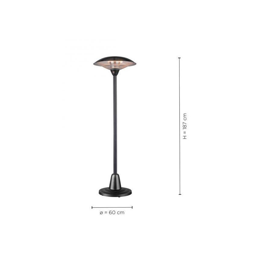 Leuchten Direkt 99501-18 - Vonkajšie vykurovacie teleso GLOW 1500-3000W/230V 1,87 m IP34 čierna