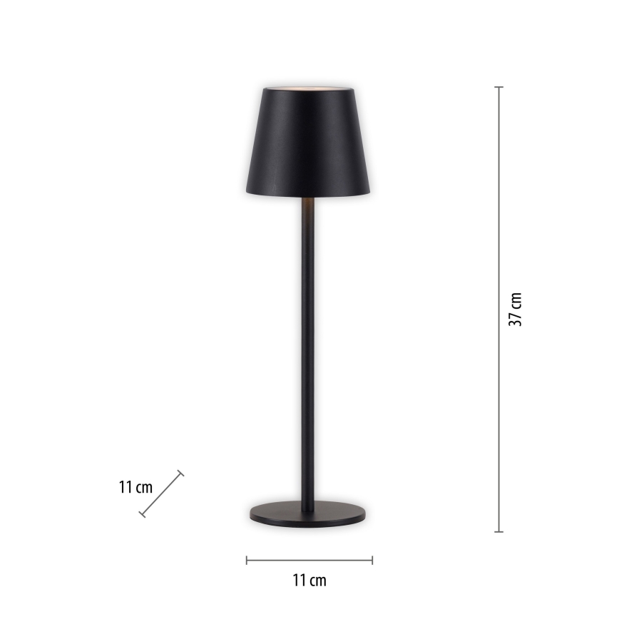 Leuchten Direkt 19250-18 - LED Vonkajšia stmievateľná nabíjacia stolná lampa EURIA LED/3W/5V 2600 mAh IP54 čierna