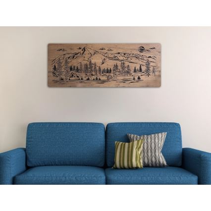 Li-Go 23521/OVL/DUB3 - LED stlmiteľná nástenná dekorácia LED/10W/5V 30000 mAh 130x50 cm dub/Horská chata