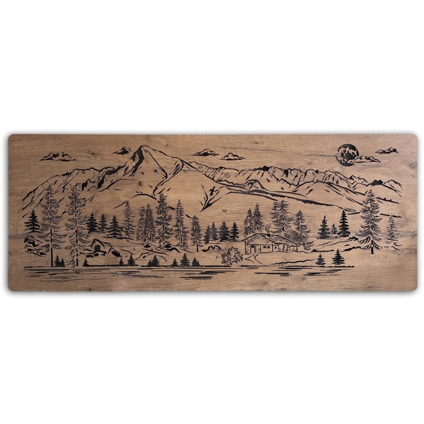 Li-Go 23521/OVL/DUB3 - LED stlmiteľná nástenná dekorácia LED/10W/5V 30000 mAh 130x50 cm dub/Horská chata