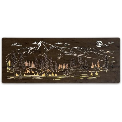 Li-Go 23524/DUB2 - LED Stmievateľná nástenná dekorácia LED/24W/230V 130x50 cm dub/Chata v horách