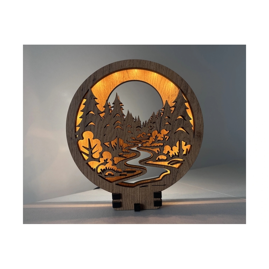 Li-Go 23580/DUB2 - LED Stmievateľná stolová dekorácia LED/12W/230V 20x22 cm dub/V lese