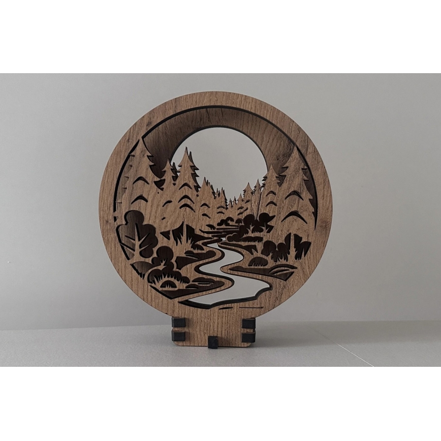 Li-Go 23580/DUB2 - LED Stmievateľná stolová dekorácia LED/12W/230V 20x22 cm dub/V lese