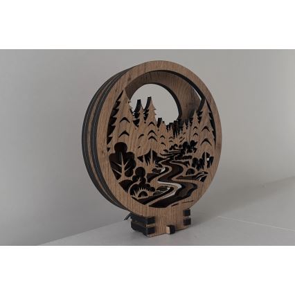 Li-Go 23580/DUB2 - LED Stmievateľná stolová dekorácia LED/12W/230V 20x22 cm dub/V lese