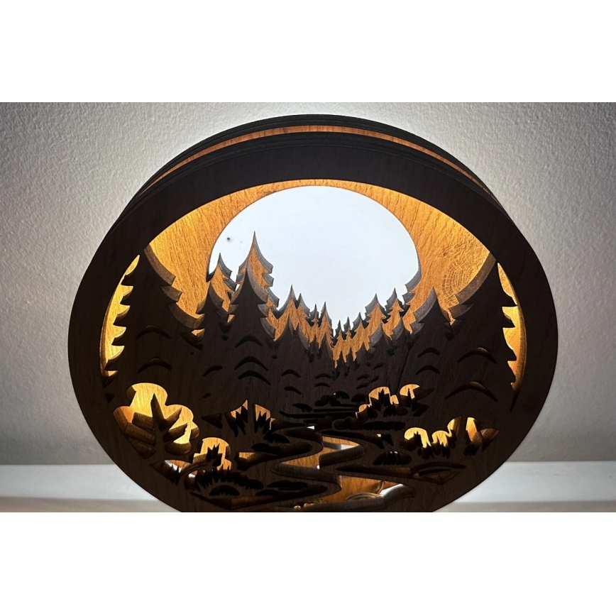 Li-Go 23580/DUB2 - LED Stmievateľná stolová dekorácia LED/12W/230V 20x22 cm dub/V lese