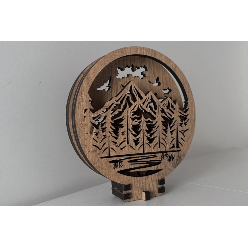 Li-Go 23583/DUB2 - LED stmievateľná stolná dekorácia LED/12W/230V 20x22 cm dub/Hory a les