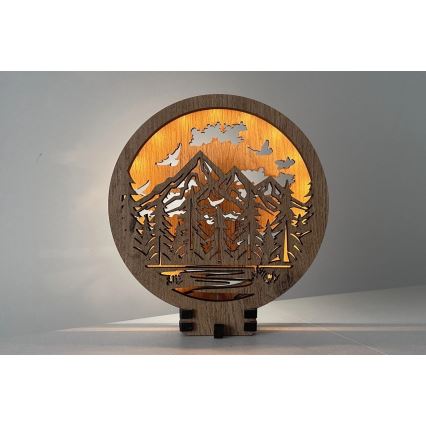 Li-Go 23583/DUB2 - LED stmievateľná stolová dekorácia LED/12W/230V 20x22 cm dub/hory