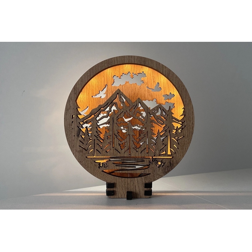 Li-Go 23583/DUB2 - LED stmievateľná stolová dekorácia LED/12W/230V 20x22 cm dub/hory