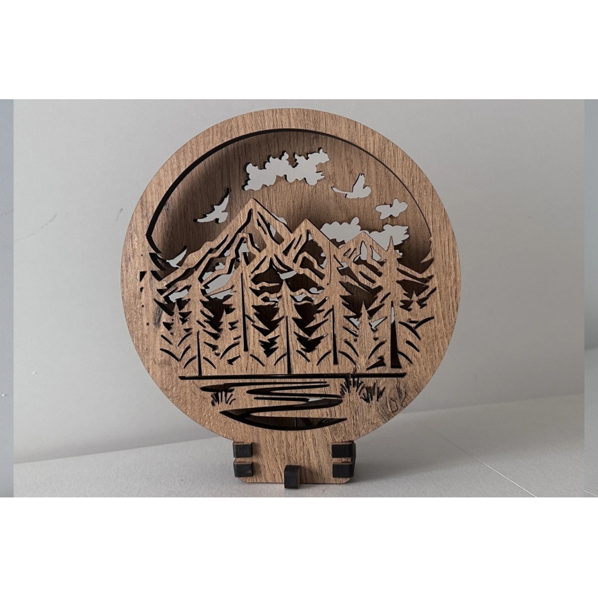 Li-Go 23583/DUB2 - LED stmievateľná stolová dekorácia LED/12W/230V 20x22 cm dub/hory