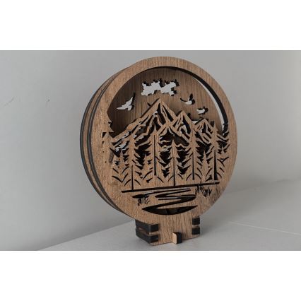 Li-Go 23583/DUB2 - LED stmievateľná stolová dekorácia LED/12W/230V 20x22 cm dub/hory