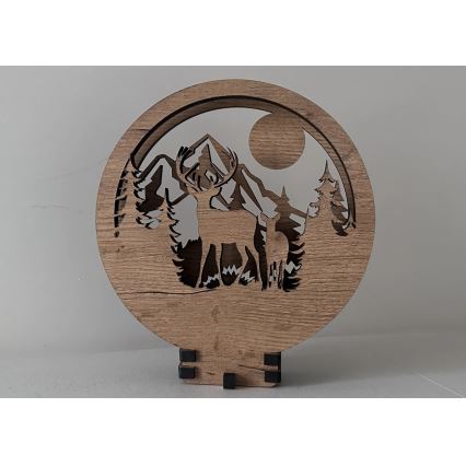 Li-Go 23592/DUB2 - LED stmievateľná stolová dekorácia LED/12W/230V 20x22 cm dub/jeleň