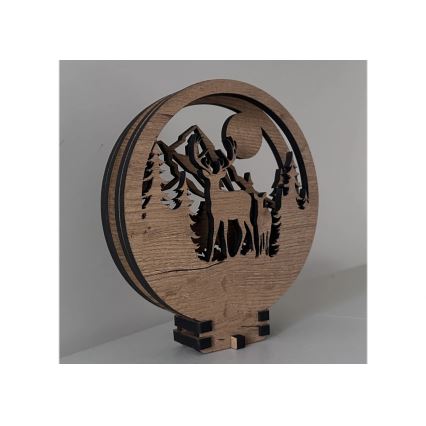 Li-Go 23592/DUB2 - LED stmievateľná stolová dekorácia LED/12W/230V 20x22 cm dub/jeleň