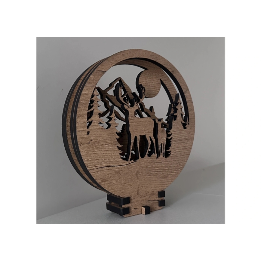 Li-Go 23592/DUB2 - LED stmievateľná stolová dekorácia LED/12W/230V 20x22 cm dub/jeleň