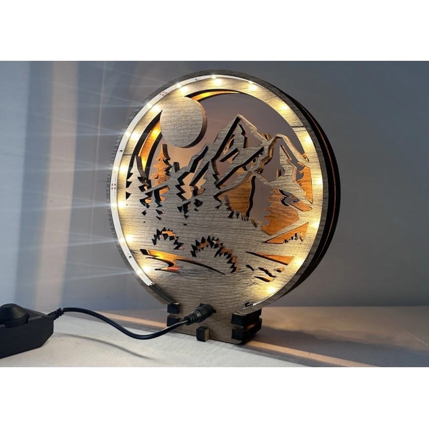 Li-Go 23592/DUB2 - LED stmievateľná stolová dekorácia LED/12W/230V 20x22 cm dub/jeleň