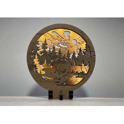 Li-Go 23595/DUB2 - LED Stmievateľná stolná dekorácia LED/12W/230V 20x22 cm dub/medveď