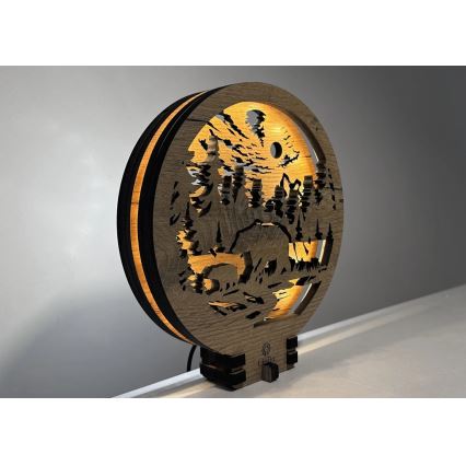 Li-Go 23595/DUB2 - LED Stmievateľná stolná dekorácia LED/12W/230V 20x22 cm dub/medveď