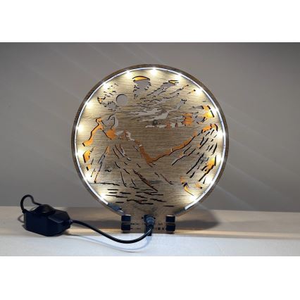 Li-Go 23595/DUB2 - LED Stmievateľná stolná dekorácia LED/12W/230V 20x22 cm dub/medveď