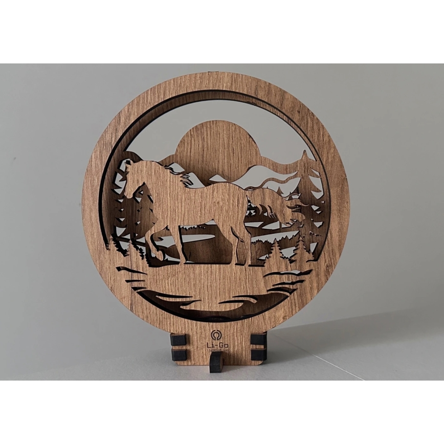 Li-Go 23598/DUB2 - LED Stmievateľná stolná dekorácia LED/12W/230V 20x22 cm dub/Kôň