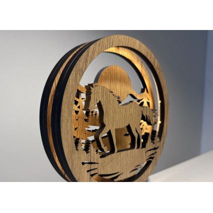 Li-Go 23598/DUB2 - LED Stmievateľná stolná dekorácia LED/12W/230V 20x22 cm dub/Kôň