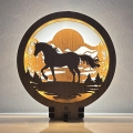 Li-Go 23598/DUB2 - LED Stmievateľná stolná dekorácia LED/12W/230V 20x22 cm dub/Kôň