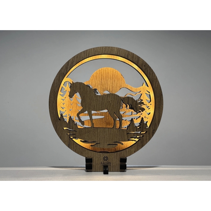 Li-Go 23598/DUB2 - LED stmievateľná stolová dekorácia LED/12W/230V 20x22 cm dub