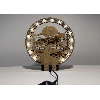 Li-Go 23598/DUB2 - LED stmievateľná stolová dekorácia LED/12W/230V 20x22 cm dub