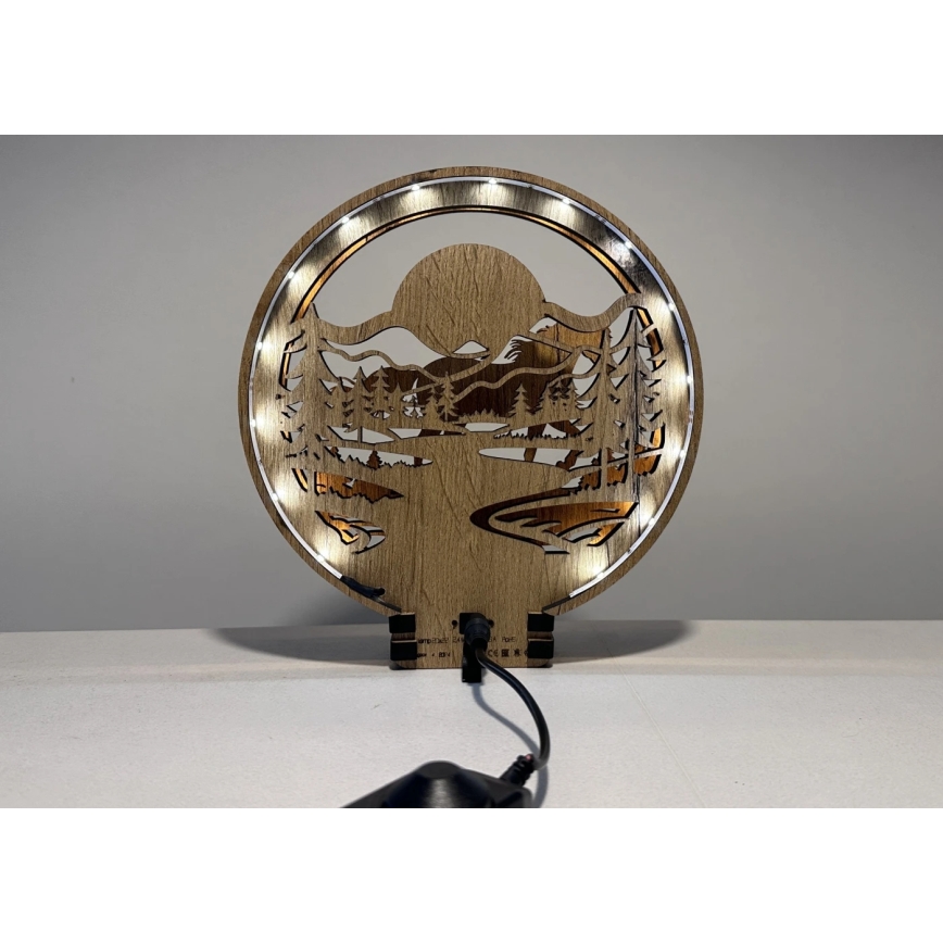 Li-Go 23598/DUB2 - LED stmievateľná stolová dekorácia LED/12W/230V 20x22 cm dub