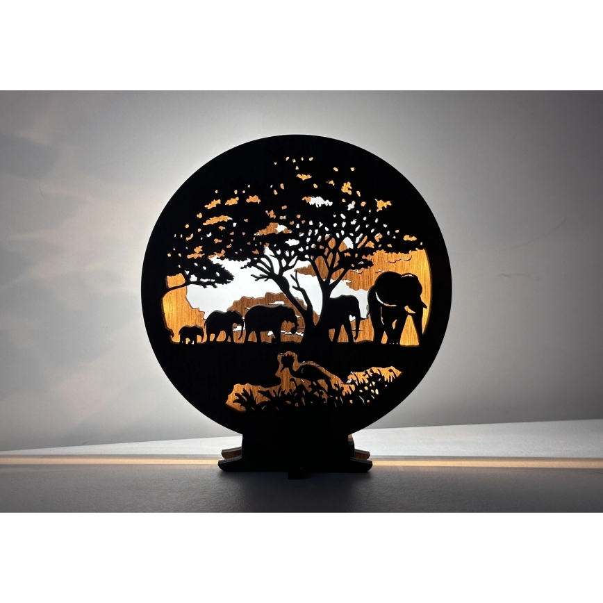 Li-Go 23610/DUB2 - LED stmieiteľná stolná dekorácia LED/12W/230V 20x22 cm dub/slony