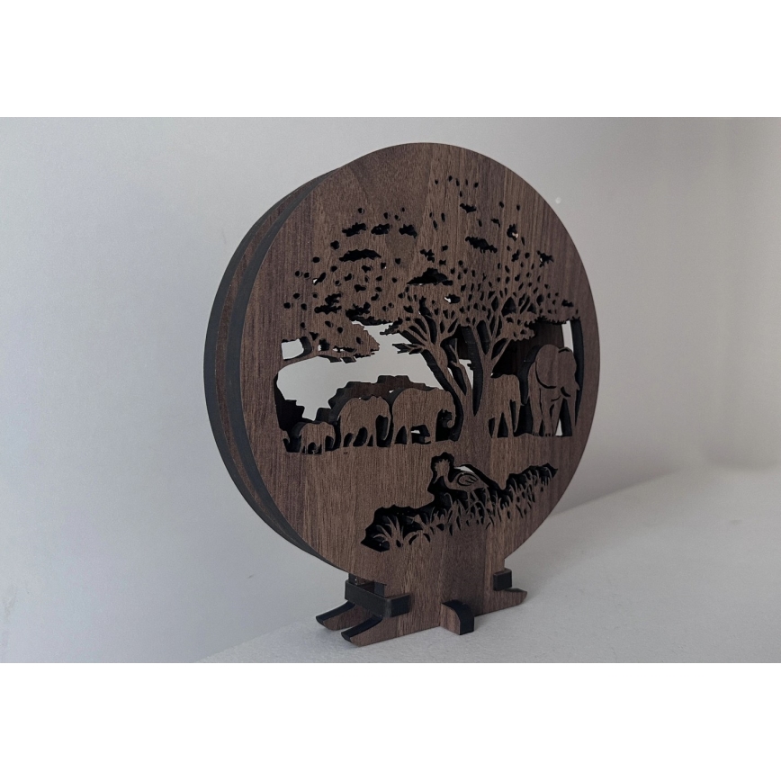 Li-Go 23610/DUB2 - LED stmieiteľná stolná dekorácia LED/12W/230V 20x22 cm dub/slony