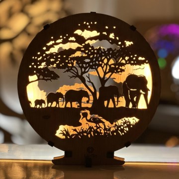 Li-Go 23610/DUB2 - LED stmievateľná stolná dekorácia LED/12W/230V 20x22 cm dub/Slony