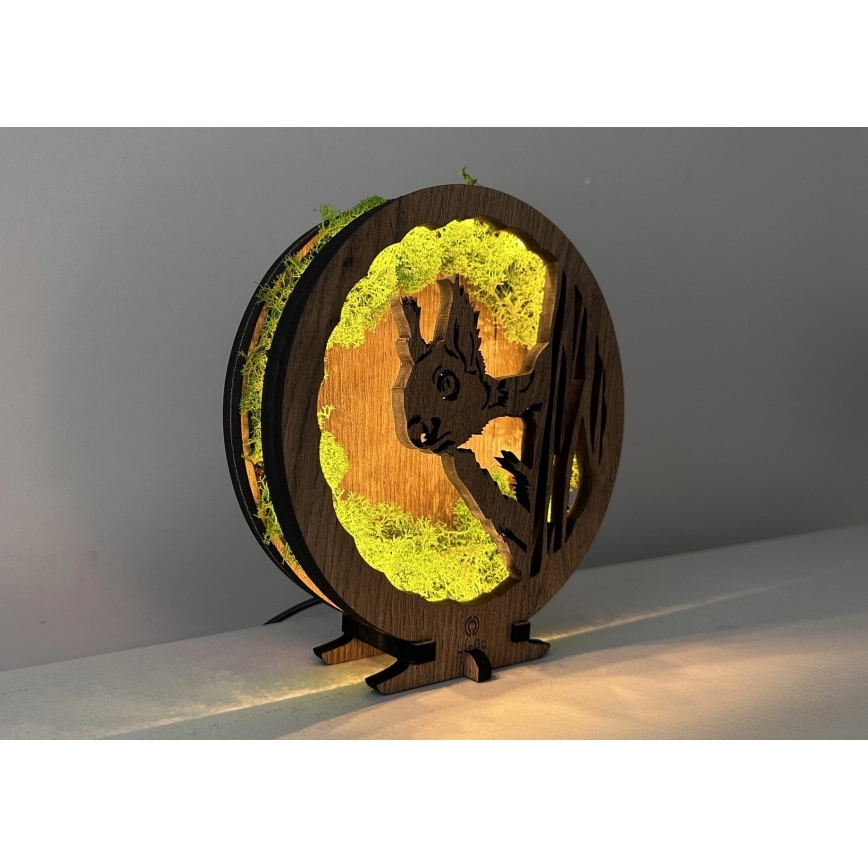 Li-Go 23625/DUB2 - stmievateľná LED stolová dekorácia LED/12W/230V 20x22 cm dub/machová veverička