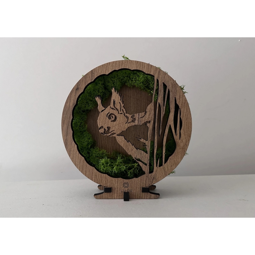 Li-Go 23625/DUB2 - LED stmievateľná stolná dekorácia LED/12W/230V 20x22 cm dub/veverka