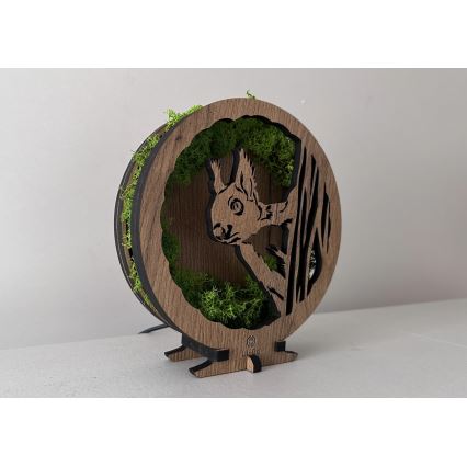 Li-Go 23625/DUB2 - LED stmievateľná stolná dekorácia LED/12W/230V 20x22 cm dub/veverka