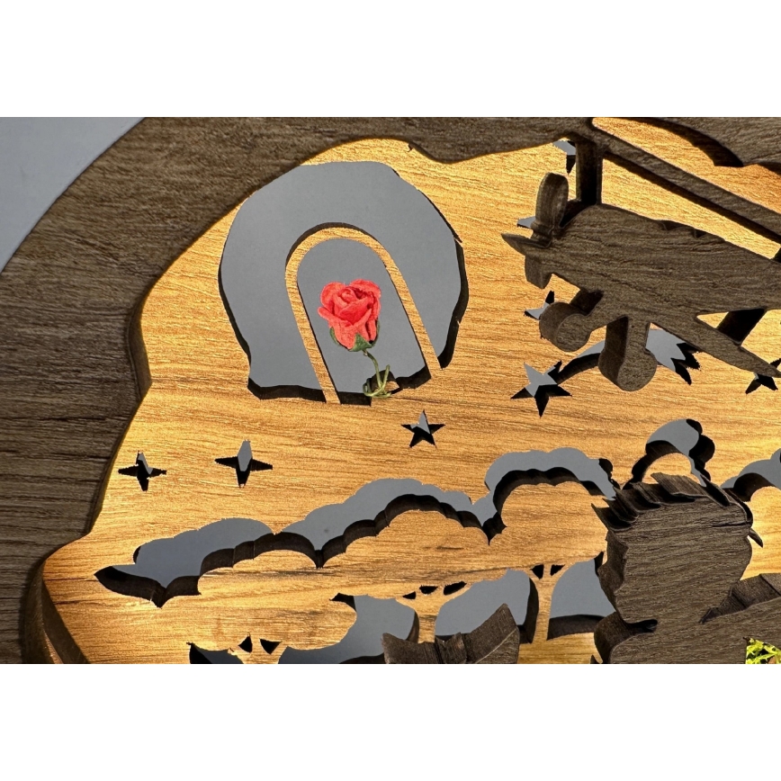 Li-Go 23634/DUB2 - LED stmievateľná stolová dekorácia LED/12W/230V 20x22 cm dub/Malý princ s ružou