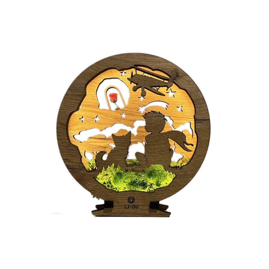 Li-Go 23634/DUB2 - Stmievateľná LED stolová dekorácia LED/12W/230V 20x22 cm dub/Malý princ