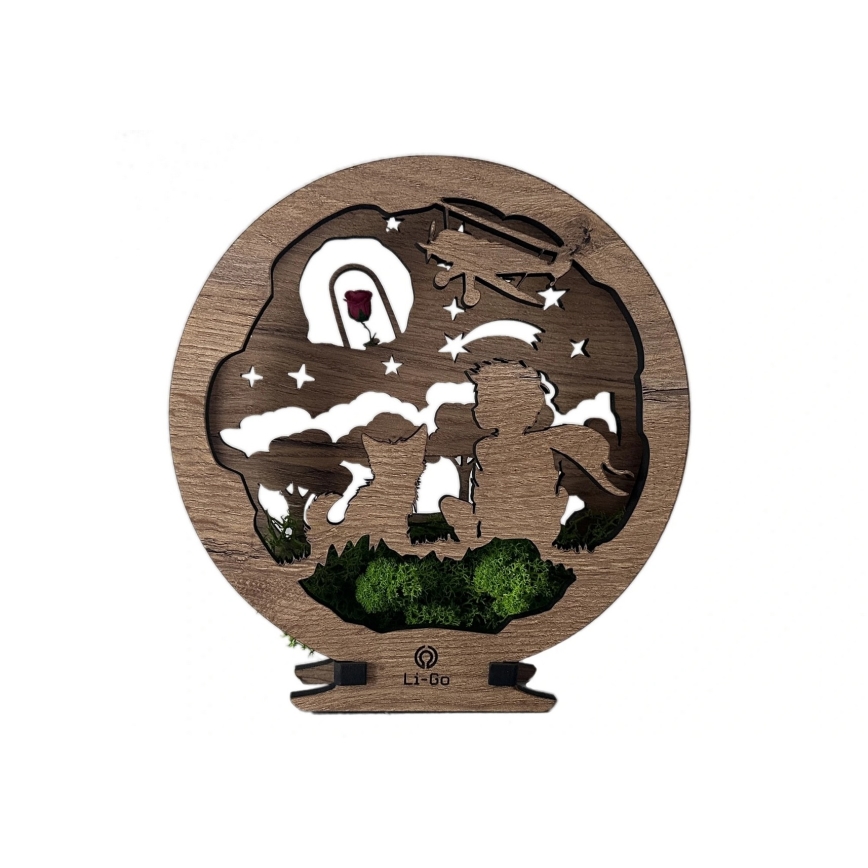 Li-Go 23634/DUB2 - Stmievateľná LED stolová dekorácia LED/12W/230V 20x22 cm dub/Malý princ