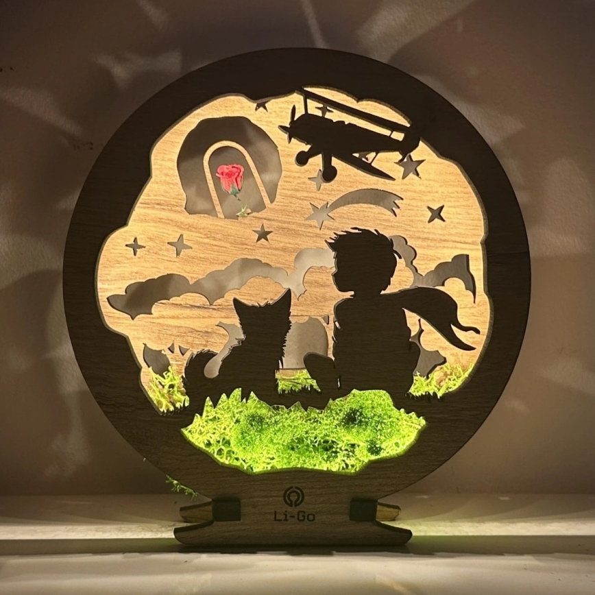 Li-Go 23634/DUB2 - Stmievateľná LED stolová dekorácia LED/12W/230V 20x22 cm dub/Malý princ