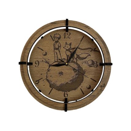 Li-Go 23712/DUB/BAT2 - LED stmievateľné hodiny s pohybovým senzorom LED/10W/5V 20000 mAh + 1xAA priemer 32 cm dub/Malý princ