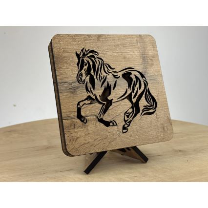 Li-Go 4070/DUB2 - LED Stolná dekorácia LED/12W/230V 19x19 cm dub/kôň