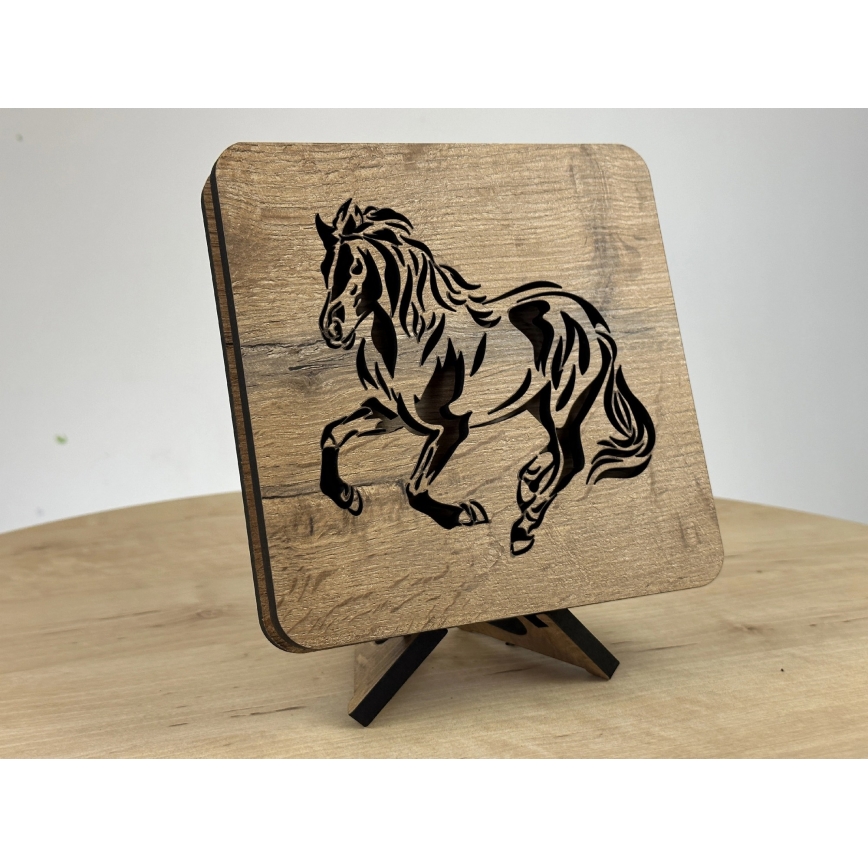 Li-Go 4070/DUB2 - LED Stolná dekorácia LED/12W/230V 19x19 cm dub/kôň