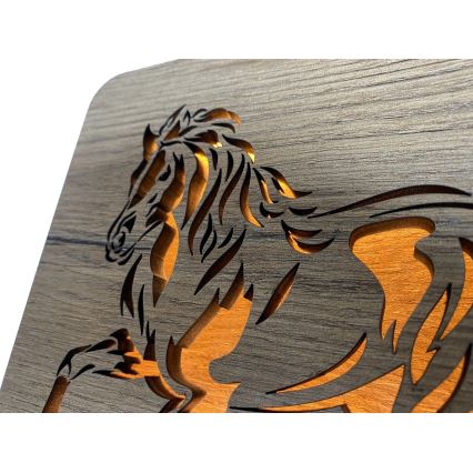 Li-Go 4070/DUB2 - LED Stolná dekorácia LED/12W/230V 19x19 cm dub/kôň