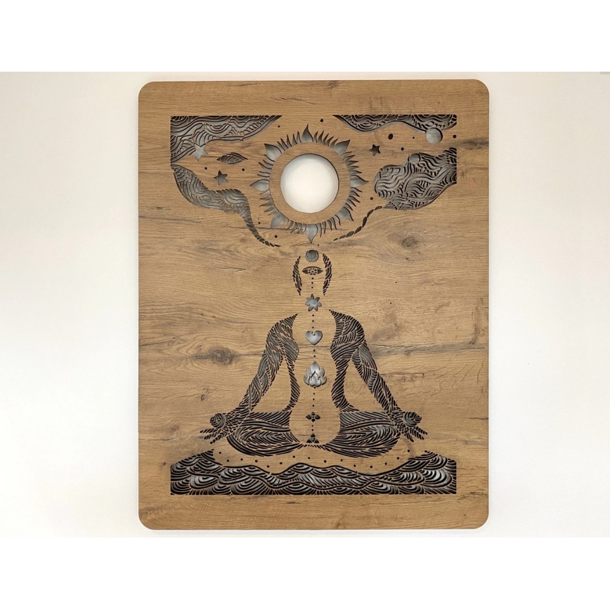 Li-Go 4421/A/4 - Stmievateľná LED nástenná dekorácia LED/10W/5V 30000 mAh 70x90 cm dub/čakry