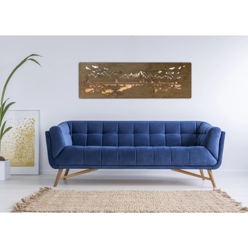 Li-Go 4778/A/4 - LED stmievateľná nástenná dekorácia LED/10W/5V 30000 mAh 120x40 cm dub/jazero