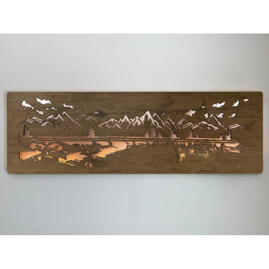 Li-Go 4778/A/4 - LED stmievateľná nástenná dekorácia LED/10W/5V 30000 mAh 120x40 cm dub/jazero