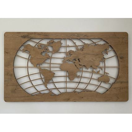 Li-Go 4868/DUB2 - Stmievateľná LED nástenná dekorácia LED/24W/230V 110x60 cm dub/Mapa sveta rovnobežky